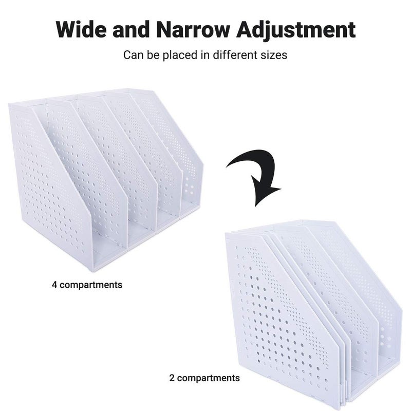 SAYEEC Desktop Collapsible File Magazine Folder Holder 4 Compartment Plastic Hollow Documents Foldable Organizer Files Cabinet Shelf Frames Dividers Rack Display and Storage - Image 5